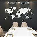 Mapa-Múndi Adesivo de Parede 3D em Acrílico