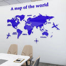 Mapa-Múndi Adesivo de Parede 3D em Acrílico