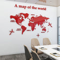 Mapa-Múndi Adesivo de Parede 3D em Acrílico